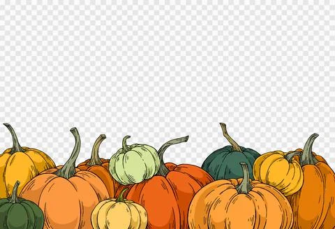 Group of pumpkins in different colors with hand draw with brush style isolate Stock Illustration