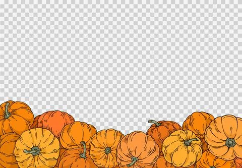 Group of pumpkins in different colors with hand draw with brush style isolate Stock Illustration