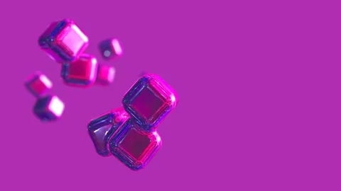 A group of purple cubes fly on violet background 3D 4K animation with copy space Stock Footage 202321930