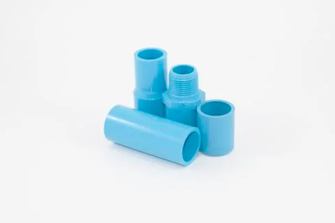Group of PVC pipe conections in studio Stockfoto's