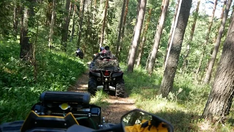 Group on Quad bikes Stock Footage 93284422