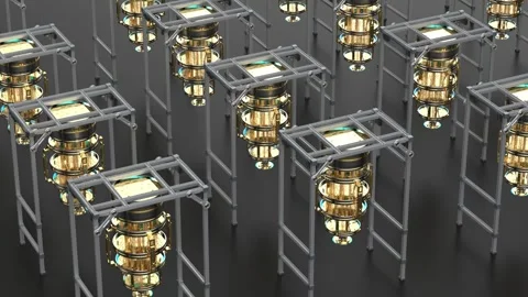 Group of quantum computer machines on black background 스톡 동영상 326623977
