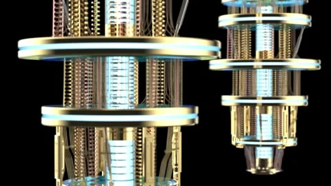 Group of quantum computer machines close up isolated on black background 4k fp 1 Stock Footage 326623963
