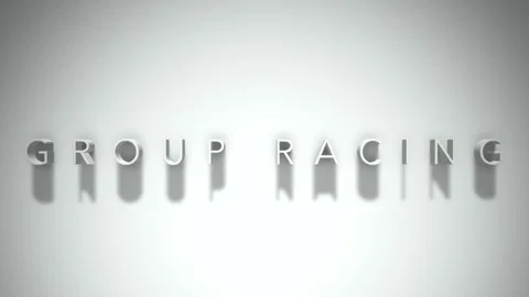 Group racing 3D title animation white text on a white background Stock Footage 299372175