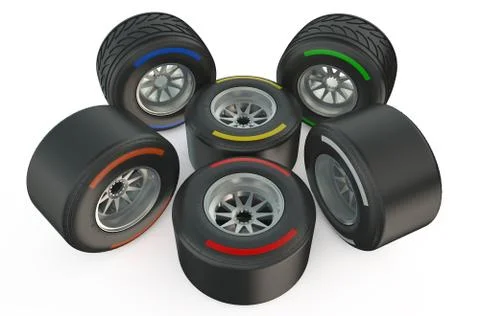Group racing wheels Stock Illustration