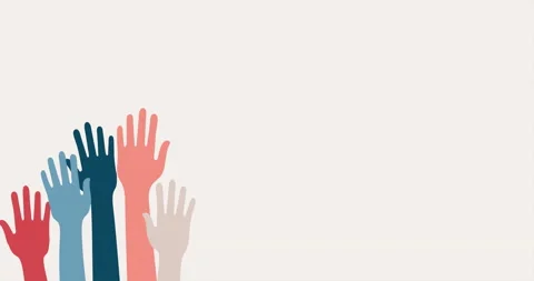 Group raised human arms and hands.Diversity multiethnic people. Racial equal Stock Footage 148286653