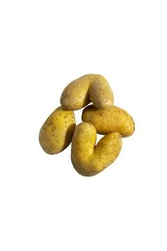 Group of raw potatoes on a white background. Two heart-shaped potatoes. Isolate Stock Photos
