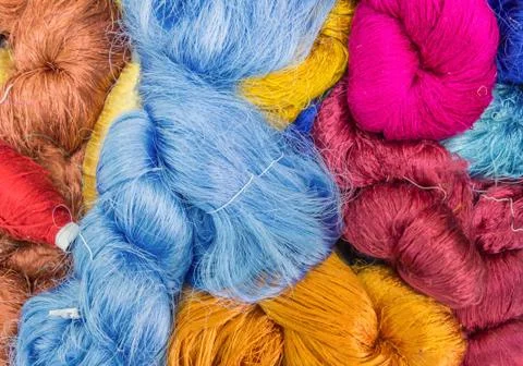 Group of Raw silk thread and messaline Stock Photos