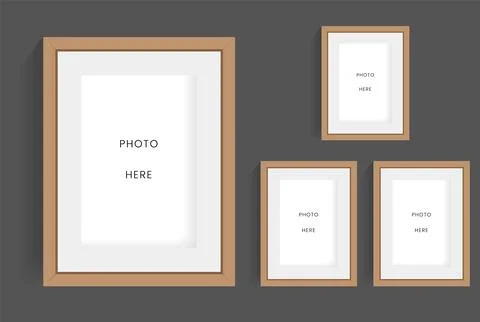 Group of realistic Four photo frames design in vector illustration Stock Illustration