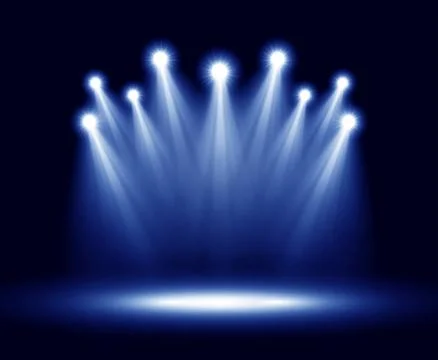 Group of realistic vector spotlights lighting Stock Illustration