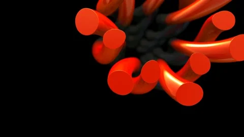 Group of red black pipes move on dark background 3D 4K loop-able animation Stock Footage 200225684