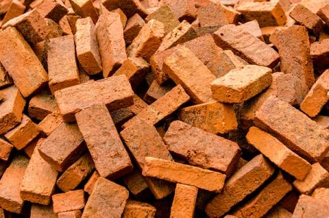 Group of red bricks on construction site Stock Photos