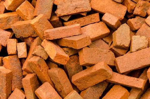 Group of red bricks on construction site Stock Photos