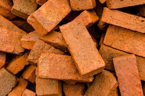 Group of red bricks on construction site Stock Photos