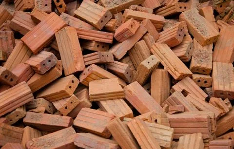 Group of red bricks on construction site 写真素材