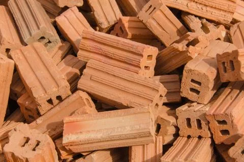 Group of red bricks on construction site 写真素材