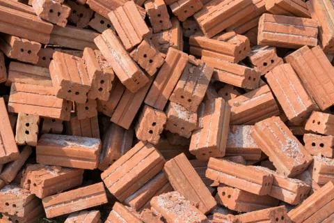 Group of red bricks on construction site 写真素材