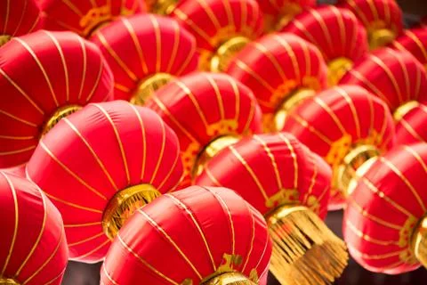 Group of red chinese lanterns Stock Photos
