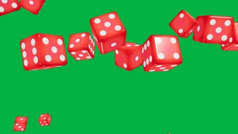 Group of red dice falling through the air on green screen. 4K Vídeos de archivo 343265153
