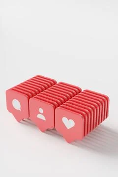 Group of red likes on a white background. Illustrazione stock