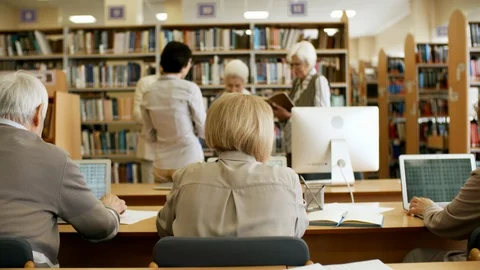 Group of Retired People Learning to Code Stock Footage 99260182
