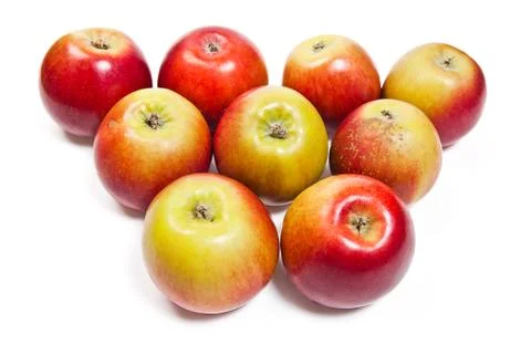 Group of ripe apples on a white background Stock Photos
