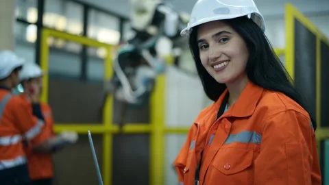 A group of Robotics engineers working with Programming and Manipulating Rob.. Video stock 280789072