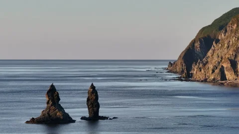 Group of Rocks in Middle of Water Stock Footage 265806251