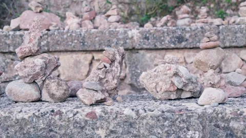 Group of rocks on stone wall Stock Footage 284279405