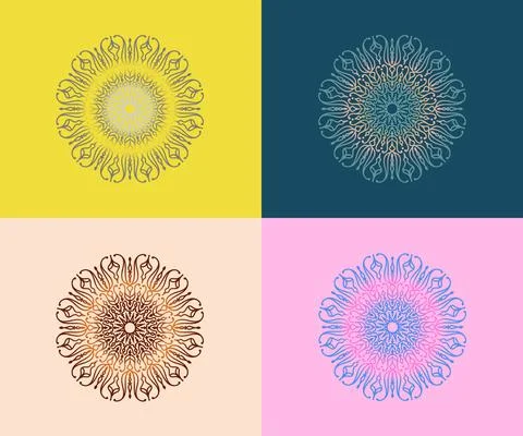 Group of round gradient Mandalas Stock Illustration