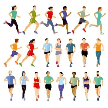 Group of runners collection Stock Illustration
