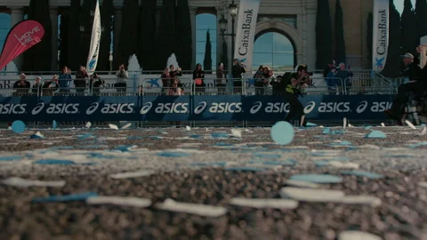 Group of runners compete in marathon or triathlon Video stock 245896136