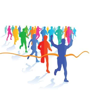 A group of runners at the finish Stock Illustration