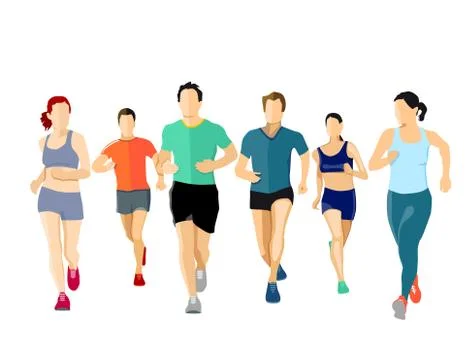 A group of runners, illustration Stock Illustration