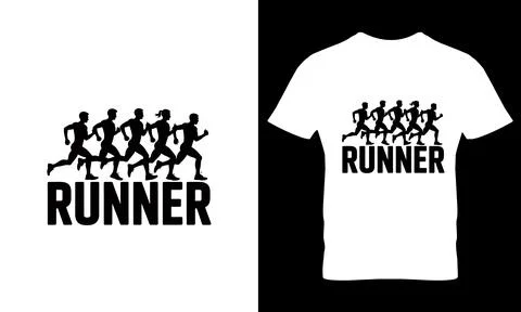 Group of runners in motion with word runner running Stock Illustration