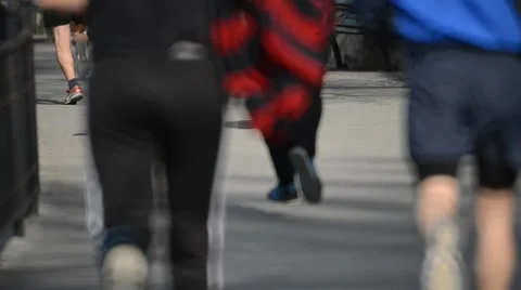 The Group of Runners Moving Away From the Camera Stock Footage 49367829