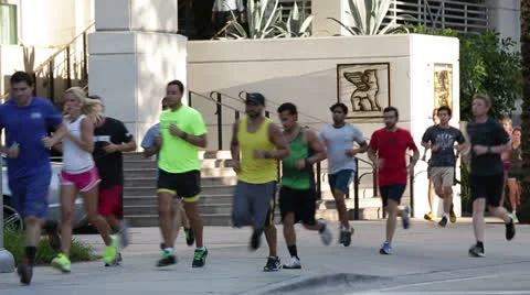 Group of Runners Running Stock Footage 27125529