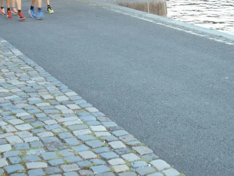 Group of runners running at sunset Video stock 74121235