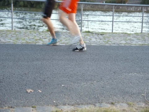 Group of runners running at sunset 스톡 동영상 74121327