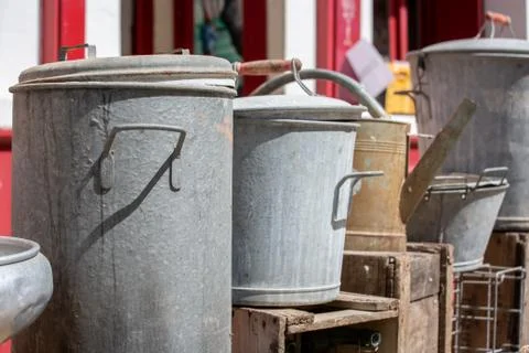 Group of rustic items for sale Stock Photos