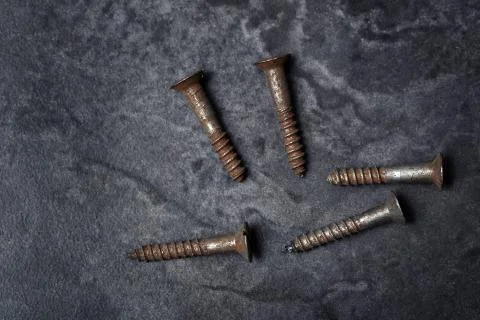 Group of rusty screws Stock Photos