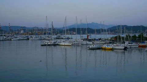 Group of sailing ships in the La Spezia harbor Stock Footage 59774897