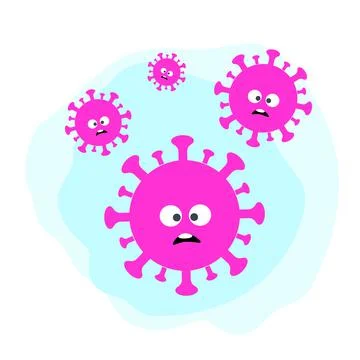 A group of scared and surprised viruses. Drawn character corona virus covid-19 Stock Illustration