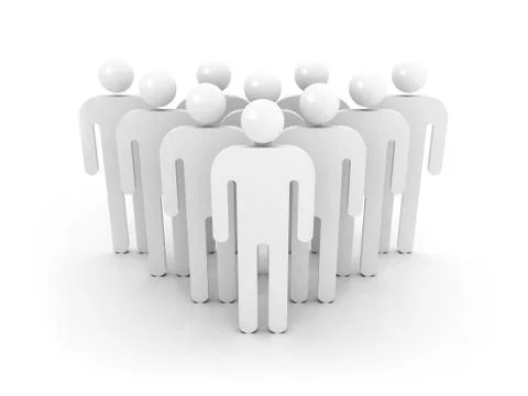 Group of schematic people is ordered wedge on white background with soft shad Illustrazione stock