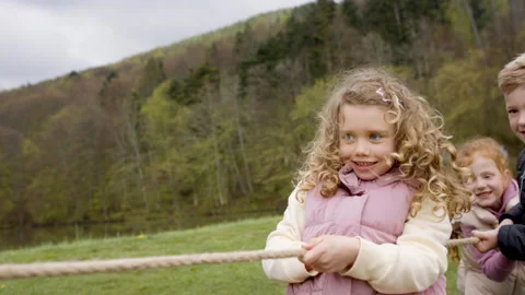 Group of school children doing rope pull... | Stock Video | Pond5