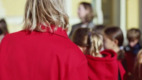 Group of school pupils and students on outdoor excursion tour, school field trip Stock Footage 320833268