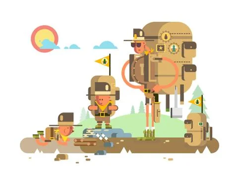 Group scout cartoon Stock Illustration