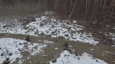 Group of scout saboteurs perform the task. Reconnaissance Military Mission Stock Footage 284312689
