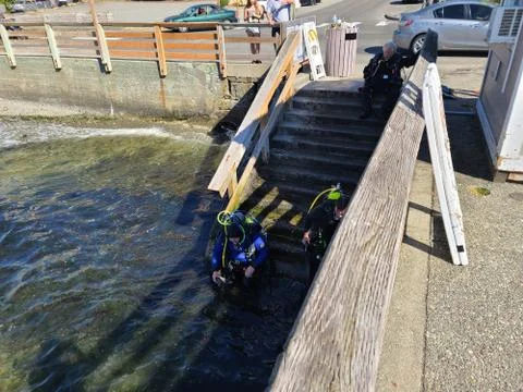 Group of scuba divers Stock Photos