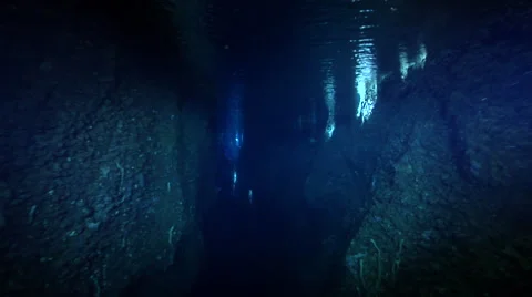 Group of scuba divers swimming in cavern in Solomon Islands, HD, UP27486 Stock Footage 62219096